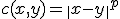c(x,y) = \|x - y\|^p