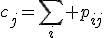 c_j=\sum_i p_{ij}