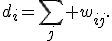 d_i=\sum_j w_{ij}.
