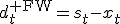 d_t^{\rm FW}=s_t-x_t;