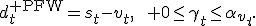 d_t^{\rm PFW}=s_t-v_t,\qquad 0\leq\gamma_t\leq\alpha_{v_t}.