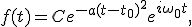 f(t) = C e^{-a (t - t_0)^2} e^{i\omega_0 t},
