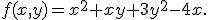 f(x,y)=x^2+xy+3y^2-4x.