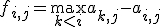 f_{i,j} = \max_{k < i} a_{k,j} - a_{i,j}