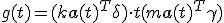 g(t) = (k + \mathbf{a}(t)^T \delta) \cdot t + (m + \mathbf{a}(t)^T \gamma)