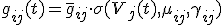 g_{ij}(t) = \bar{g}_{ij} \cdot \sigma(V_j(t), \mu_{ij}, \gamma_{ij})