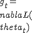g_t = \\nabla L(\\theta_t)