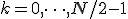 k = 0, \dots, N/2 - 1