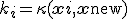 k_i = \kappa(\mathbf{x}i, \mathbf{x}{\text{new}})