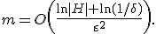 m=O\left(\frac{\ln|H|+\ln(1/\delta)}{\varepsilon^2}\right).