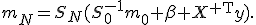 m_N=S_N(S_0^{-1}m_0+\beta X^{\mathsf T}y).