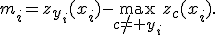 m_i=z_{y_i}(x_i)-\max_{c\ne y_i}z_c(x_i).