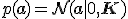 p(\mathbf{a}) = \mathcal{N}(\mathbf{a} \mid \mathbf{0}, \mathbf{K})