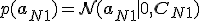 p(\mathbf{a}_{N+1}) = \mathcal{N}(\mathbf{a}_{N+1} \mid \mathbf{0}, \mathbf{C}_{N+1})