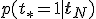 p(t_* = 1 \mid \mathbf{t}_N)