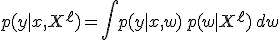 p(y \mid x, X^{\ell}) = \int p(y \mid x, w)\, p(w \mid X^{\ell})\, dw