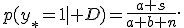 p(y_*=1\mid D)=\frac{a+s}{a+b+n}.