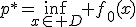 p^*=\inf_{x\in D} f_0(x)