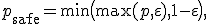 p_{\mathrm{safe}} = \min\bigl(\max(p,\varepsilon),1-\varepsilon\bigr),