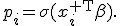 p_i=\sigma(x_i^{\mathsf T}\beta).