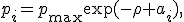 p_i=p_{\max}\exp(-\rho a_i),