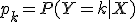 p_k = P(Y=k \mid X)