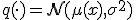 q(\cdot)=\mathcal{N}(\mu(x),\sigma^2)