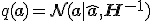 q(\mathbf{a}) = \mathcal{N}(\mathbf{a} \mid \mathbf{\hat{a}}, \mathbf{H}^{-1})