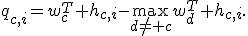 q_{c,i}=w_c^T h_{c,i}-\max_{d\ne c}w_d^T h_{c,i}.