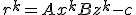 r^k = Ax^k + Bz^k - c