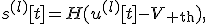 s^{(l)}[t]=H(u^{(l)}[t]-V_{\rm th}),