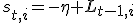 s_{t,i}=-\eta L_{t-1,i}