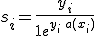 s_i = \frac{y_i}{1 + e^{y_i\, a(x_i)}}