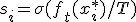 s_i=\sigma(f_t(x_i^*)/T)