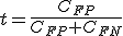 t=\frac{C_{FP}}{C_{FP}+C_{FN}}
