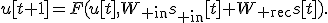 u[t+1]=F(u[t],W_{\rm in}s_{\rm in}[t]+W_{\rm rec}s[t]).