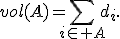 vol(A)=\sum_{i\in A}d_i.
