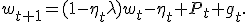 w_{t+1}=(1-\eta_t\lambda)w_t-\eta_t P_t g_t.