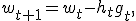 
w_{t+1}=w_t-h_tg_t,
