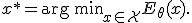 x^*=\operatorname{\mathrm{arg\,min}}_{x\in\mathcal{X}}E_\theta(x).
