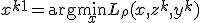 x^{k+1} = \arg\min_x L_\rho(x, z^k, y^k)