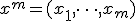 x^m = (x_1,\dots,x_m)