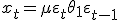 x_t = \mu + \varepsilon_t + \theta_1 \varepsilon_{t-1}