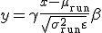 y = \gamma \frac{x - \mu_{\text{run}}}{\sqrt{\sigma^2_{\text{run}} + \varepsilon}} + \beta