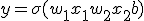 y = \sigma(w_1 x_1 + w_2 x_2 + b)