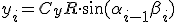 y_{i} = C_{y} + R \cdot \sin{(\alpha_{i - 1} + \beta_{i})}