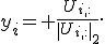 y_i= \frac{U_{i,:}}{\|U_{i,:}\|_2}.