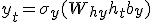 y_t = \sigma_y(W_{hy} h_t + b_y)