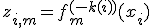 z_{i,m} = f_m^{(-k(i))}(x_i)
