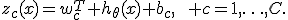 z_c(x)=w_c^T h_\theta(x)+b_c,\qquad c=1,\ldots,C.
